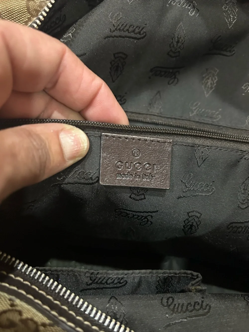 Gucci Boston Brown Tan GG Coated Canvas Shoulder Bag with Dark Brown Trim! - Picture 12 of 16